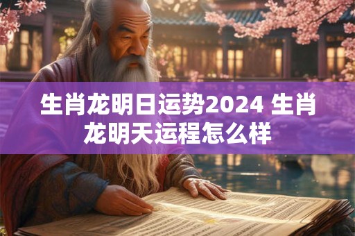 生肖龙明日运势2024 生肖龙明天运程怎么样