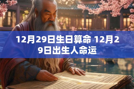 12月29日生日算命 12月29日出生人命运