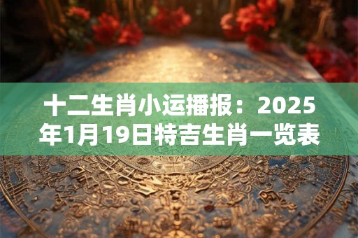 十二生肖小运播报：2025年1月19日特吉生肖一览表