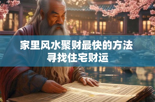 家里风水聚财最快的方法 寻找住宅财运