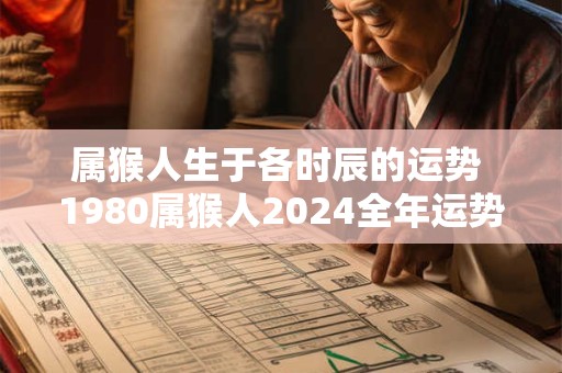 属猴人生于各时辰的运势 1980属猴人2024全年运势