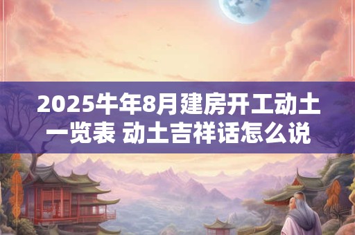 2025牛年8月建房开工动土一览表 动土吉祥话怎么说