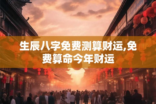 生辰八字免费测算财运,免费算命今年财运
