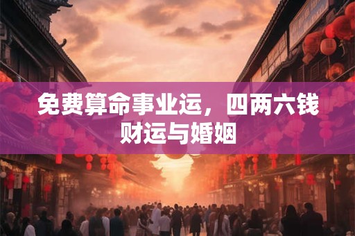 免费算命事业运，四两六钱财运与婚姻