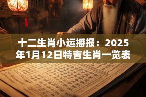 十二生肖小运播报：2025年1月12日特吉生肖一览表