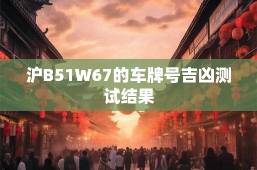 沪B51W67的车牌号吉凶测试结果