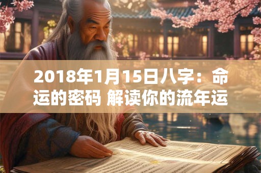 2018年1月15日八字:命运的密码 解读你的流年运势 2018年1月15日八字:命运的密码 解读你的流年运势