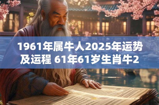 1961年属牛人2025年运势及运程 61年61岁生肖牛2025年每月运势