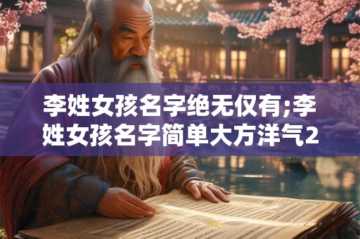 李姓女孩名字绝无仅有;李姓女孩名字简单大方洋气2020年
