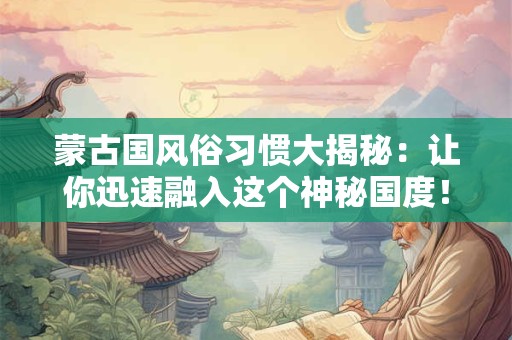 蒙古国风俗习惯大揭秘：让你迅速融入这个神秘国度！