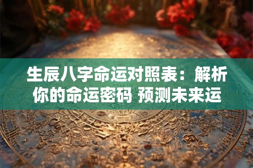 生辰八字命运对照表:解析你的命运密码 预测未来运势! 生辰八字命运对照表:解析你的命运密码 预测未来运势!