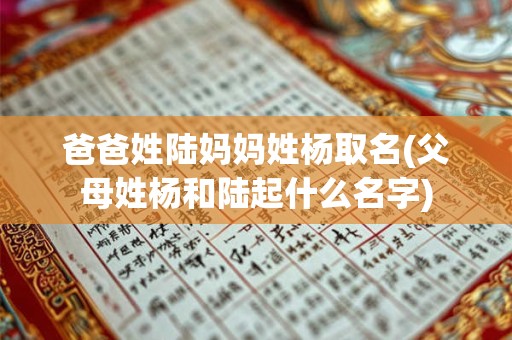 爸爸姓陆妈妈姓杨取名(父母姓杨和陆起什么名字)