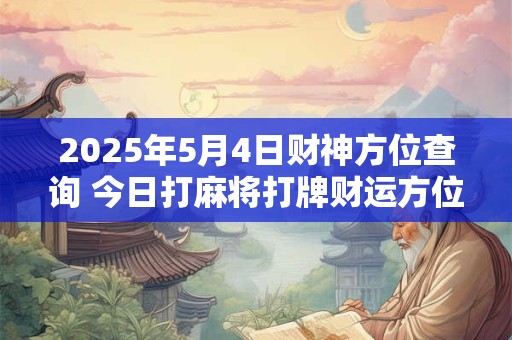 2025年5月4日财神方位查询 今日打麻将打牌财运方位! 2025年5月4日财神方位查询 今日打麻将打牌财运方位!