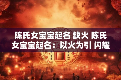 陈氏女宝宝起名 缺火 陈氏女宝宝起名:以火为引 闪耀未来 陈氏女宝宝起名 缺火 陈氏女宝宝起名:以火为引 闪耀未来