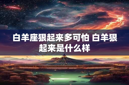 白羊座狠起来多可怕 白羊狠起来是什么样
