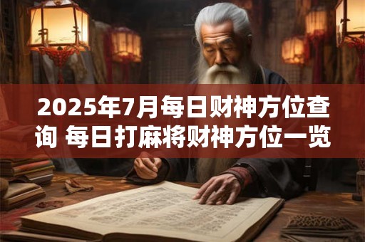 2025年7月每日财神方位查询 每日打麻将财神方位一览表