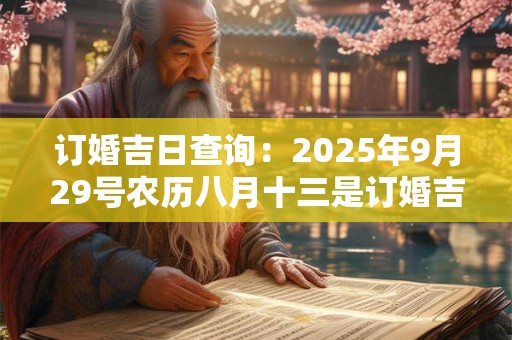 订婚吉日查询：2025年9月29号农历八月十三是订婚吉日吗