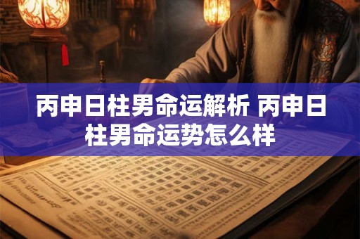 丙申日柱男命运解析 丙申日柱男命运势怎么样