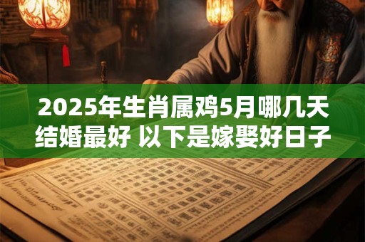 2025年生肖属鸡5月哪几天结婚最好 以下是嫁娶好日子