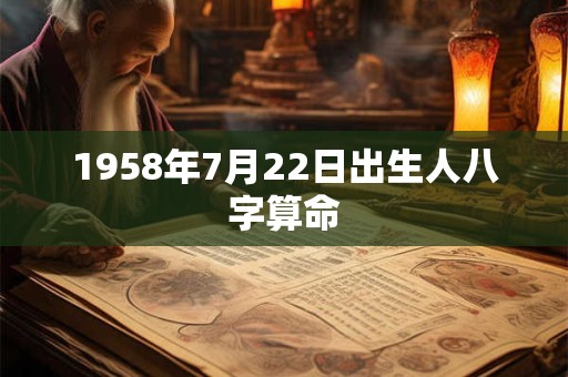 1958年7月22日出生人八字算命