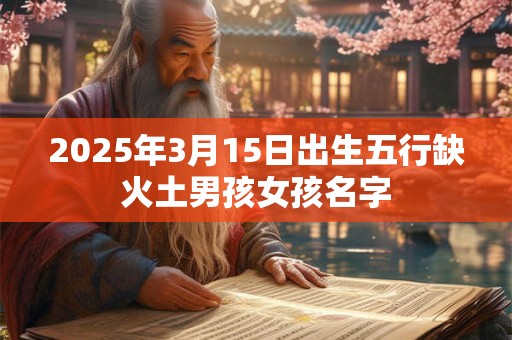 2025年3月15日出生五行缺火土男孩女孩名字