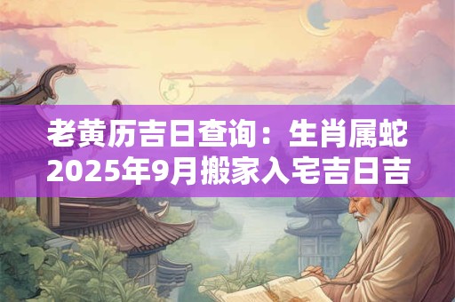 老黄历吉日查询:生肖属蛇2025年9月搬家入宅吉日吉时查询 老黄历吉日查询:生肖属蛇2025年9月搬家入宅吉日吉时查询
