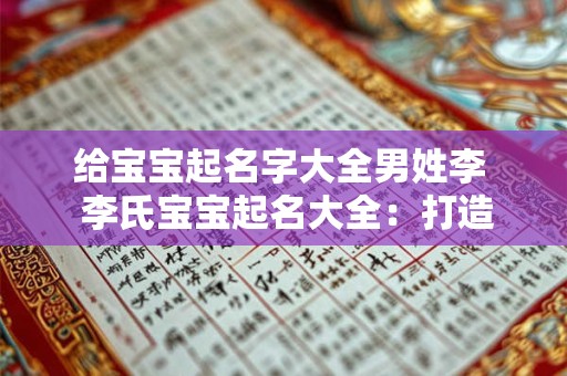 给宝宝起名字大全男姓李  李氏宝宝起名大全：打造的男子汉