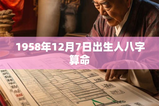 1958年12月7日出生人八字算命