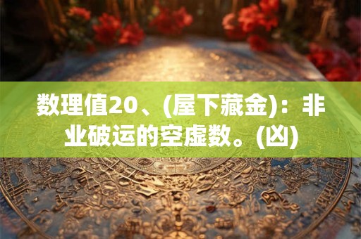 数理值20、(屋下藏金)：非业破运的空虚数。(凶)