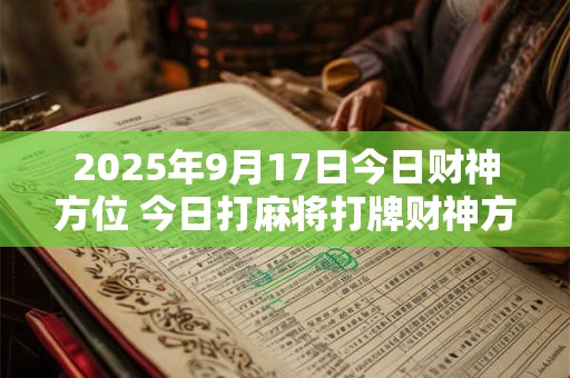 2025年9月17日今日财神方位 今日打麻将打牌财神方位！