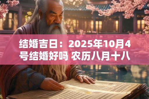 结婚吉日：2025年10月4号结婚好吗 农历八月十八日子如何