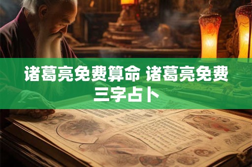 诸葛亮免费算命 诸葛亮免费三字占卜