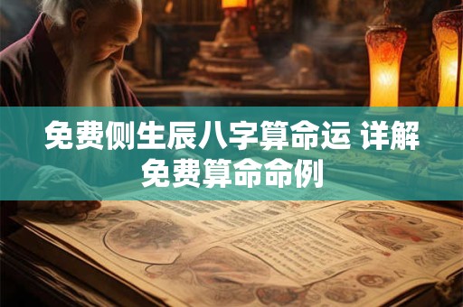 免费侧生辰八字算命运 详解免费算命命例