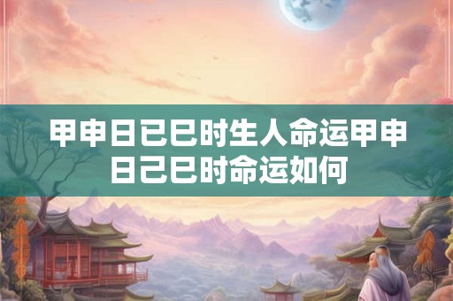 甲申日已巳时生人命运甲申日己巳时命运如何