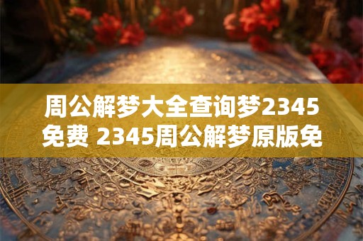 周公解梦大全查询梦2345免费 2345周公解梦原版免费破解大全