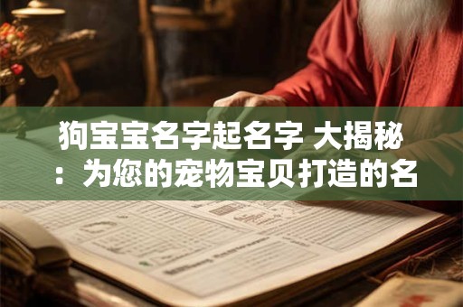 狗宝宝名字起名字 大揭秘：为您的宠物宝贝打造的名字