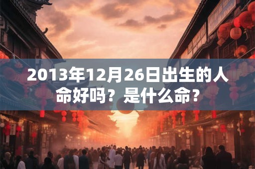 2013年12月26日出生的人命好吗？是什么命？