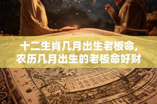 十二生肖几月出生老板命,农历几月出生的老板命好财多