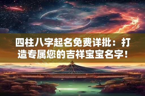 四柱八字起名免费详批：打造专属您的吉祥宝宝名字！