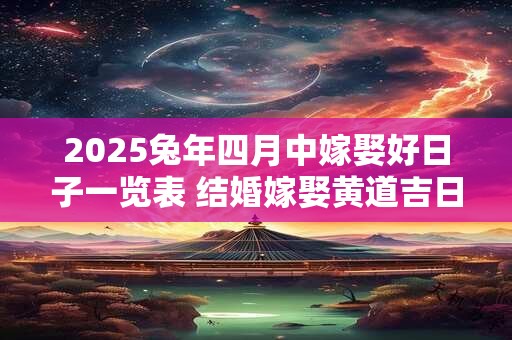 2025兔年四月中嫁娶好日子一览表 结婚嫁娶黄道吉日