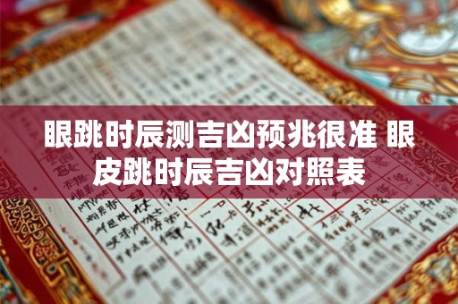 眼跳时辰测吉凶预兆很准 眼皮跳时辰吉凶对照表