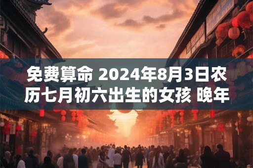免费算命 2024年8月3日农历七月初六出生的女孩 晚年家境平和