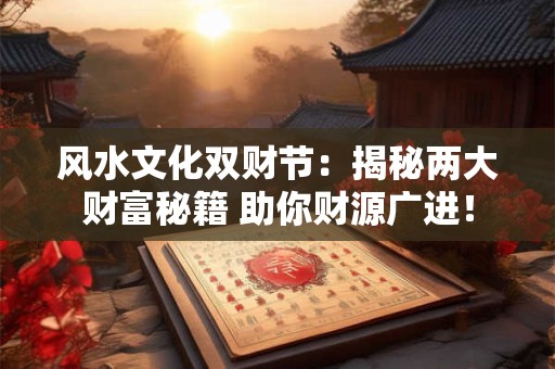 风水文化双财节:揭秘两大财富秘籍 助你财源广进! 风水文化双财节:揭秘两大财富秘籍 助你财源广进!