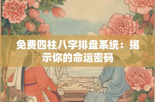 免费四柱八字排盘系统:揭示你的命运密码 免费四柱八字排盘系统:揭示你的命运密码