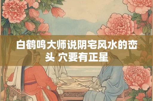 白鹤鸣大师说阴宅风水的峦头 穴要有正星