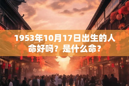 1953年10月17日出生的人命好吗？是什么命？