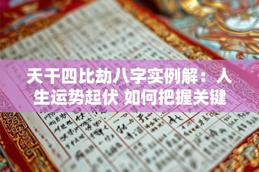 天干四比劫八字实例解:人生运势起伏 如何把握关键 天干四比劫八字实例解:人生运势起伏 如何把握关键