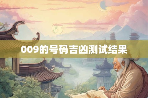 009的号码吉凶测试结果