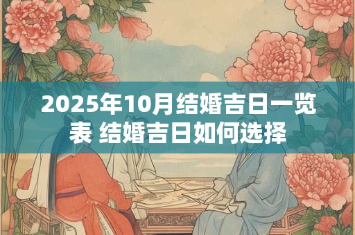 2025年10月结婚吉日一览表 结婚吉日如何选择