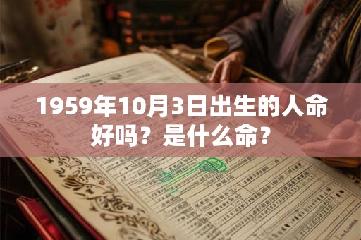 1959年10月3日出生的人命好吗？是什么命？